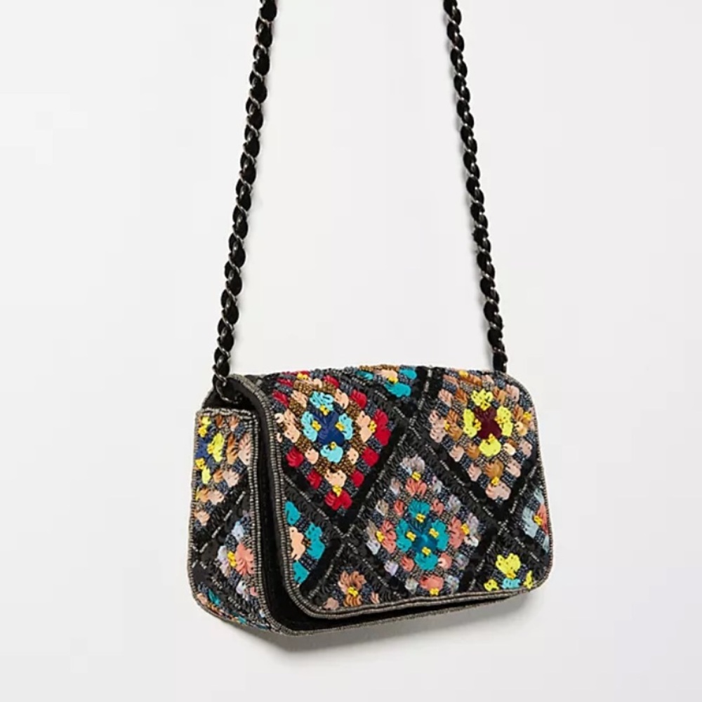 Anthropologie sequin black clutch purse new without tags